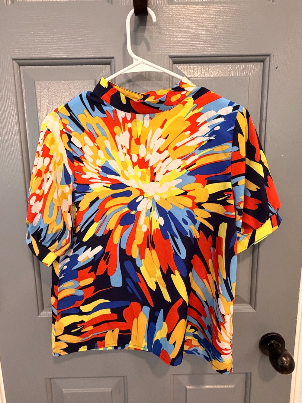 Vibrant Abstract Burst Print Top - Multicolor
